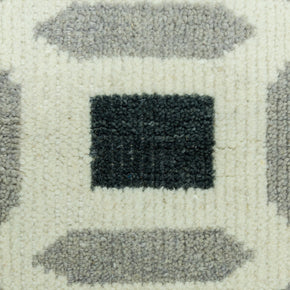 Detail Shot of Patterned Rug with Geometrical Design Hand-Knotted New Zealand Wool Handmade Rug for bed rooms, offices, and dining spaces