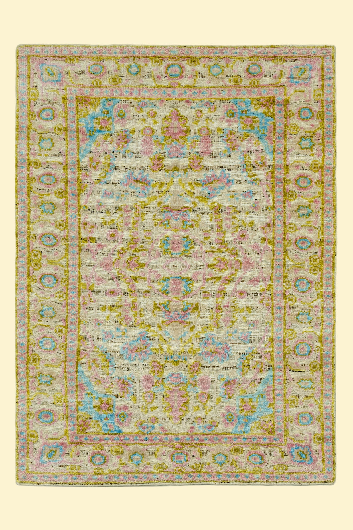 Floral Pattern HandKnotted Handcarded Wool Handmade Rug for bed rooms, offices, and dining spaces