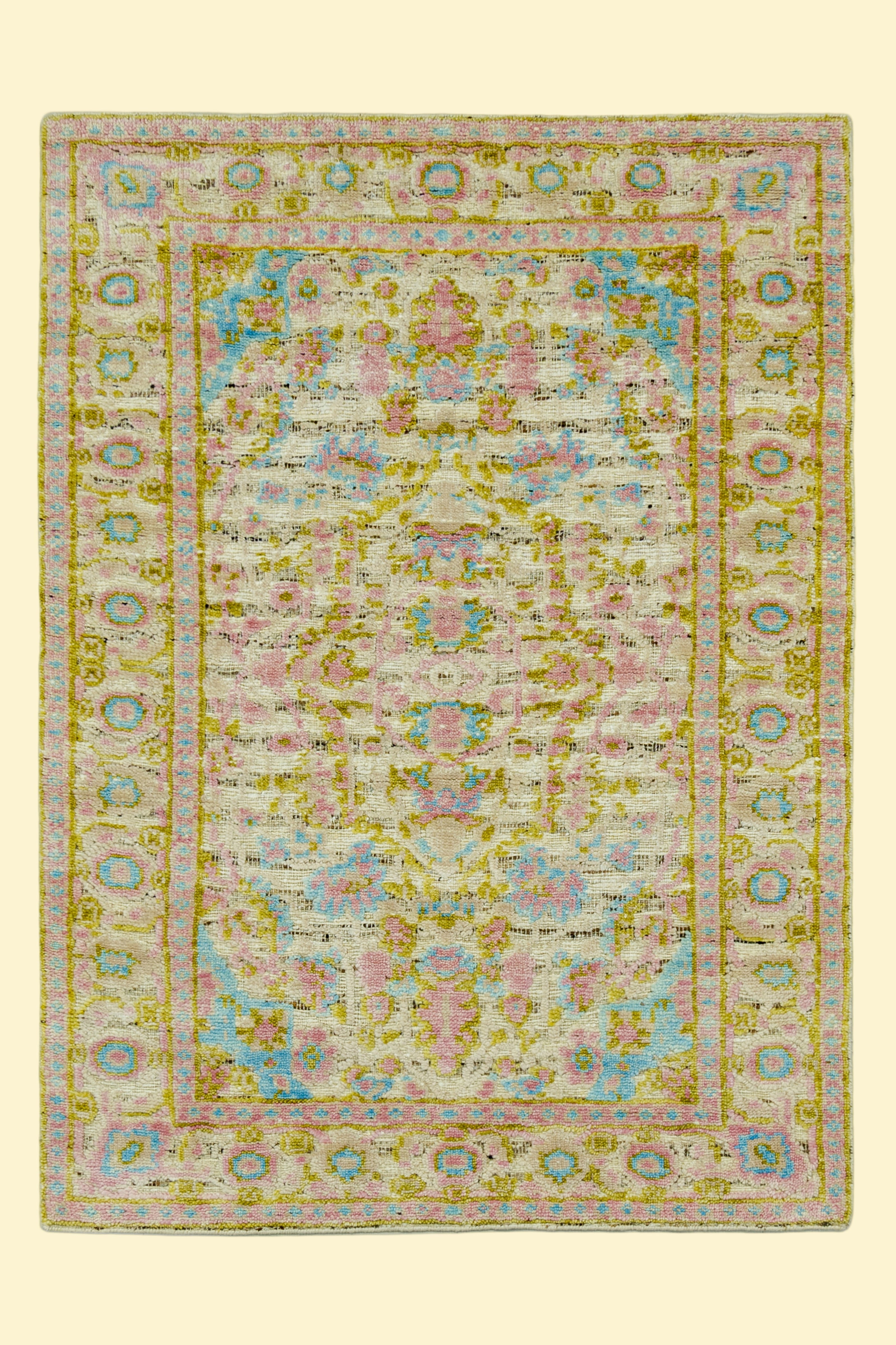 Floral Pattern HandKnotted Handcarded Wool Handmade Rug for bed rooms, offices, and dining spaces