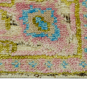 Detail Shot of Floral Pattern HandKnotted Handcarded Wool Handmade Rug for bed rooms, offices, and dining spaces