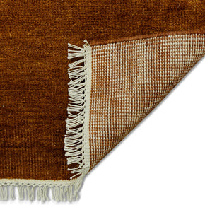 Detail Shot of Textured Pattern Brown Hand-Knotted Indian Wool Handmade Rug for living rooms, offices, and dining spaces