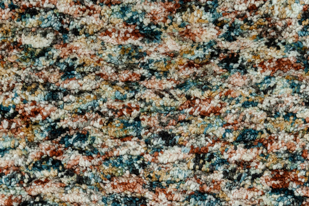 Detail Shot of Multicolour Textuted Hand-Loom Woolen Handmade Rug for bed rooms, offices, and dining spaces. 