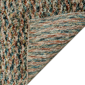 Detail Shot of Multicolour Textuted Hand-Loom Woolen Handmade Rug for bed rooms, offices, and dining spaces. 