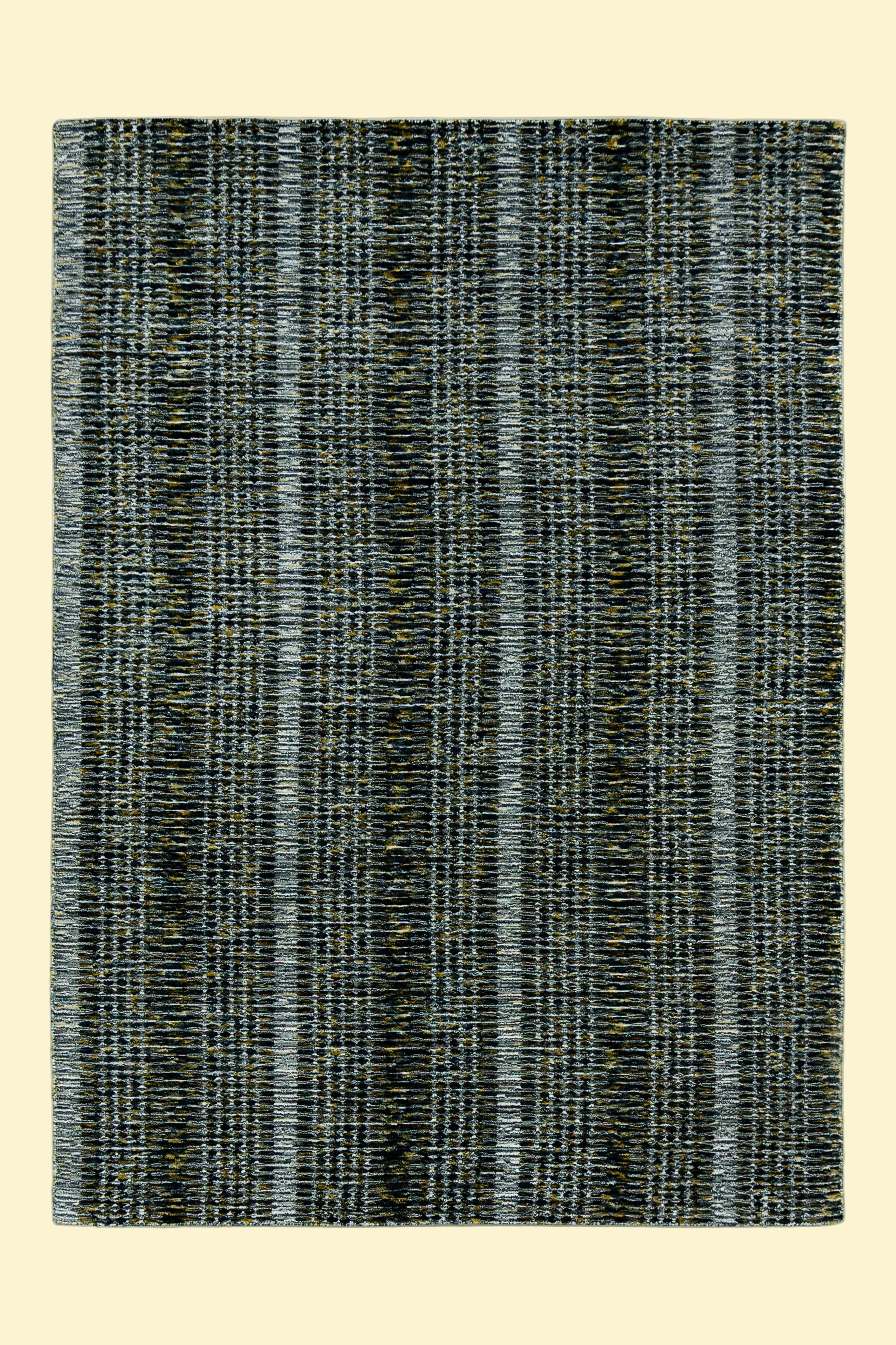Textured Blue and Black Pattern Hand-Loom Woolen Handmade Rug for bed rooms, offices, and dining spaces. 