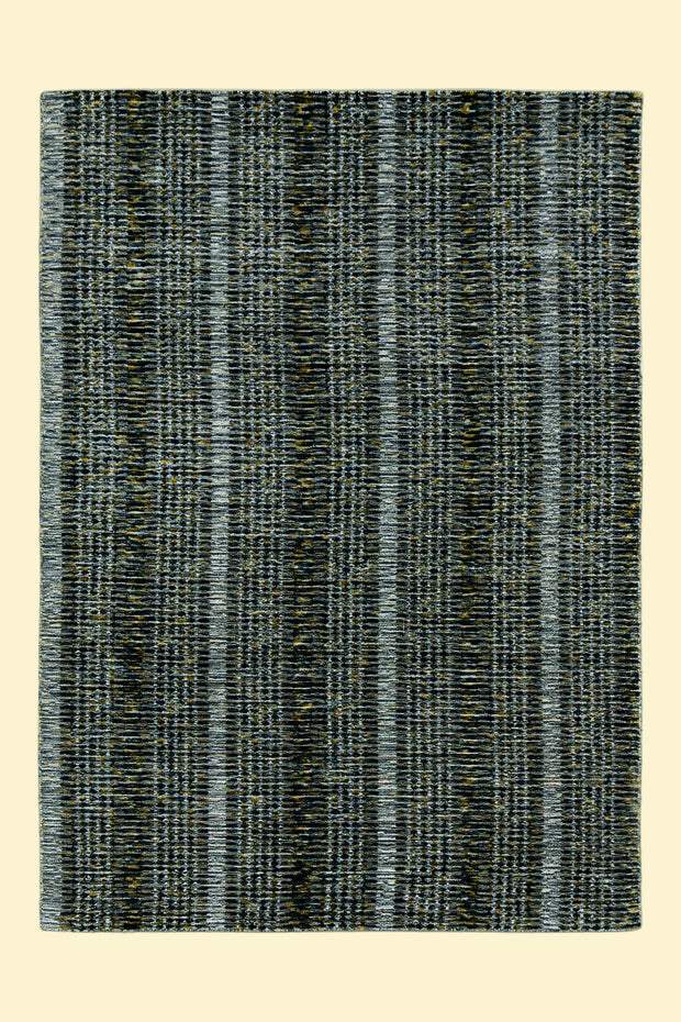 Textured Blue and Black Pattern Hand-Loom Woolen Handmade Rug for bed rooms, offices, and dining spaces. 