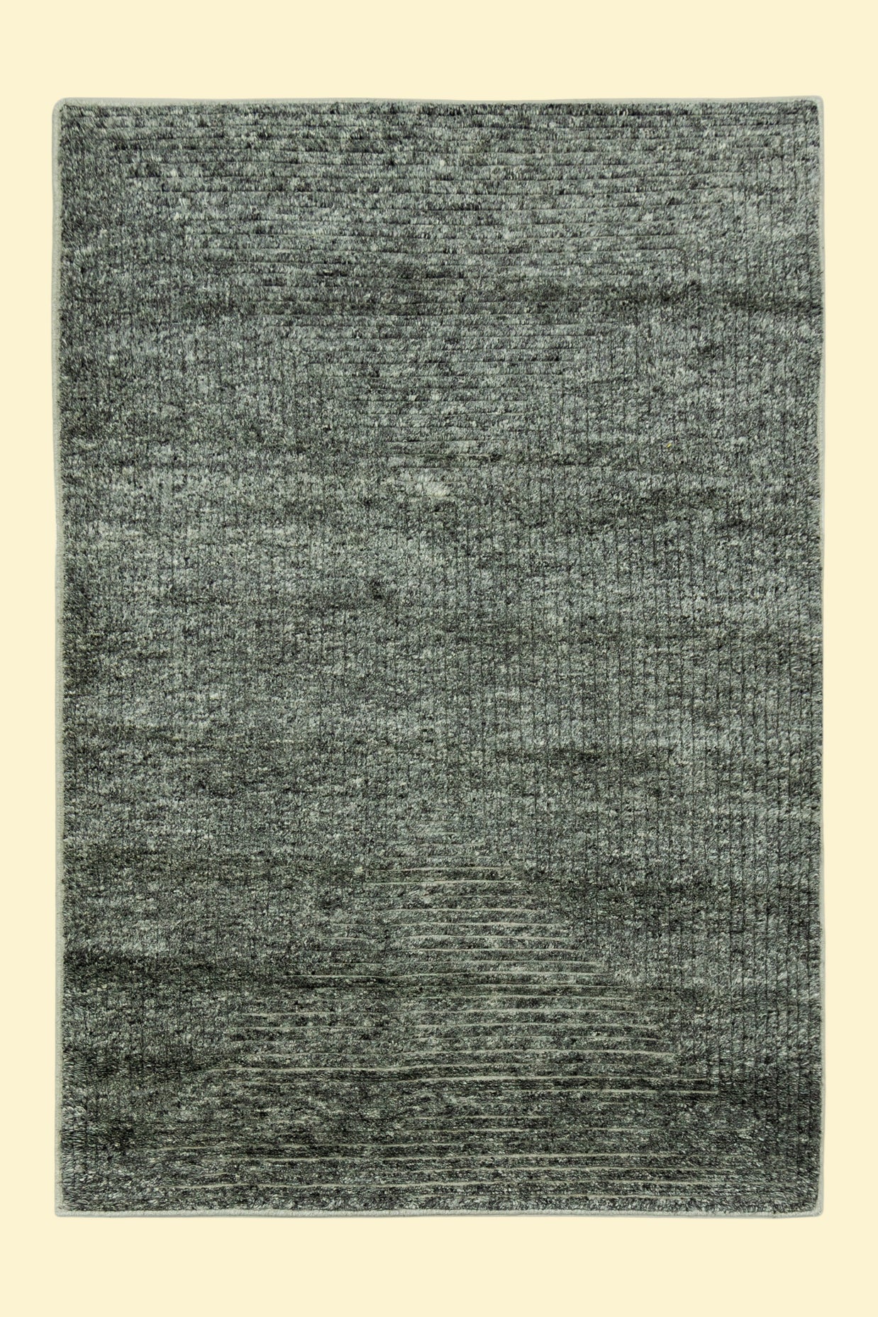 Textured Grey Hand-Knotted Indian Wool Handmade Rug for living rooms, offices, and dining spaces
