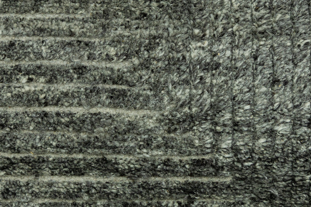 Detail Shot of Textured Grey Hand-Knotted Indian Wool Handmade Rug for living rooms, offices, and dining spaces