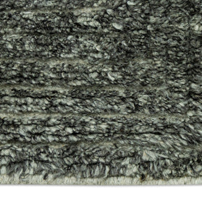 Detail Shot of Textured Grey Hand-Knotted Indian Wool Handmade Rug for living rooms, offices, and dining spaces