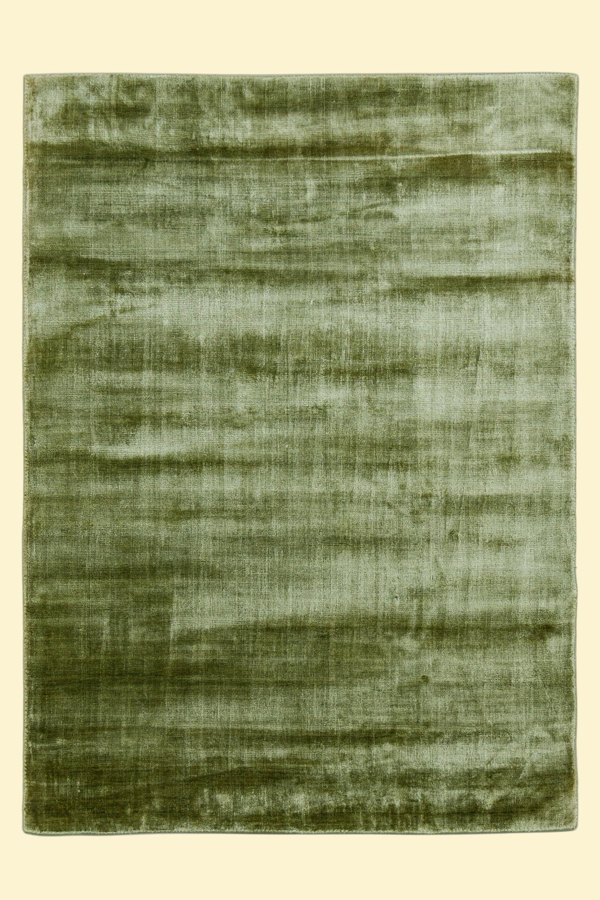 Textured Green Hand-Loom Viscose Handmade Printed Rug for bed rooms, offices, and dining spaces