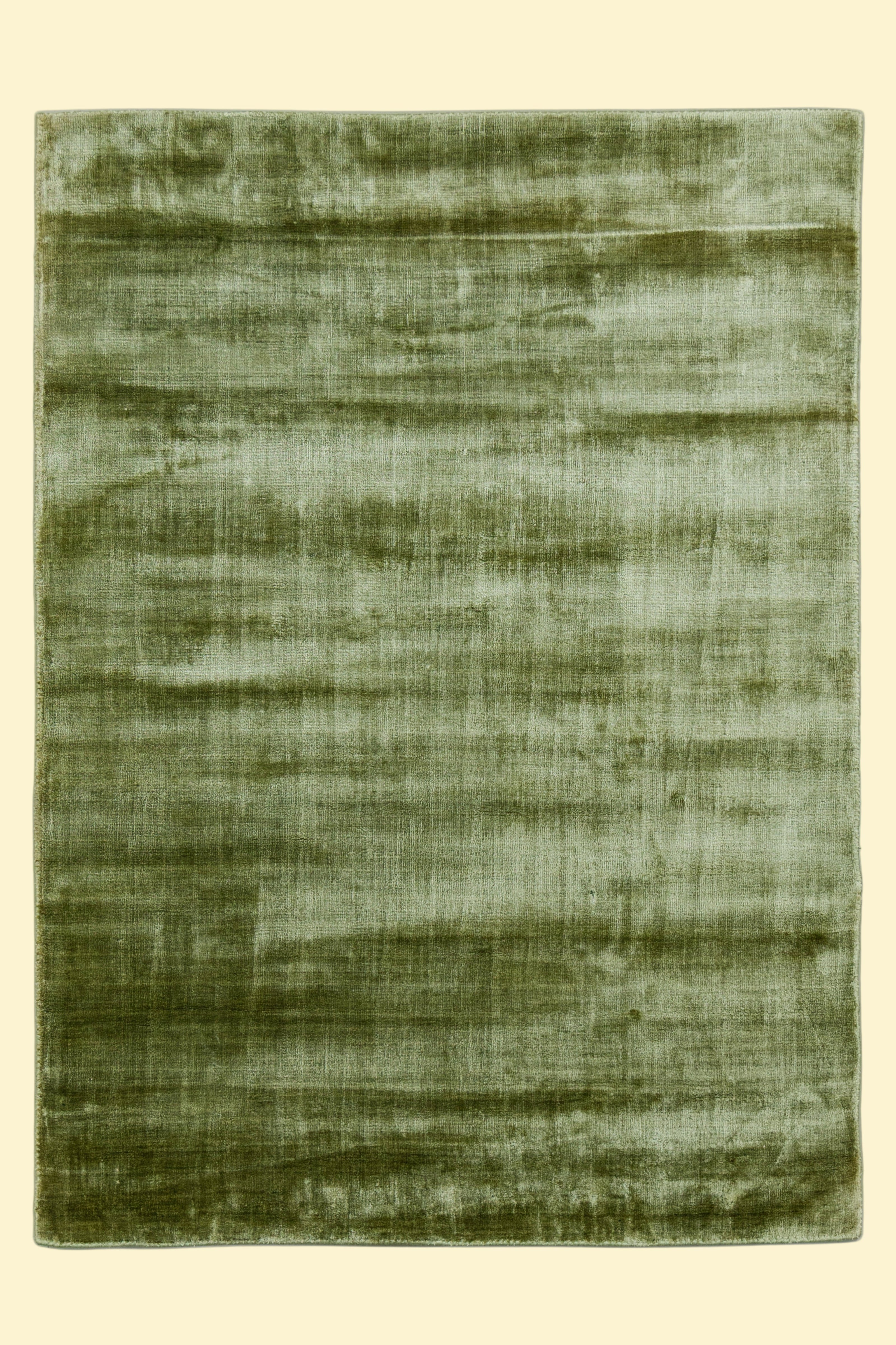 Textured Green Hand-Loom Viscose Handmade Printed Rug for bed rooms, offices, and dining spaces