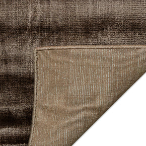 Detail Shot of a Textured Brown and Beige Hand-Loom Woolen Handmade Rug for bed rooms, offices, and dining spaces. 