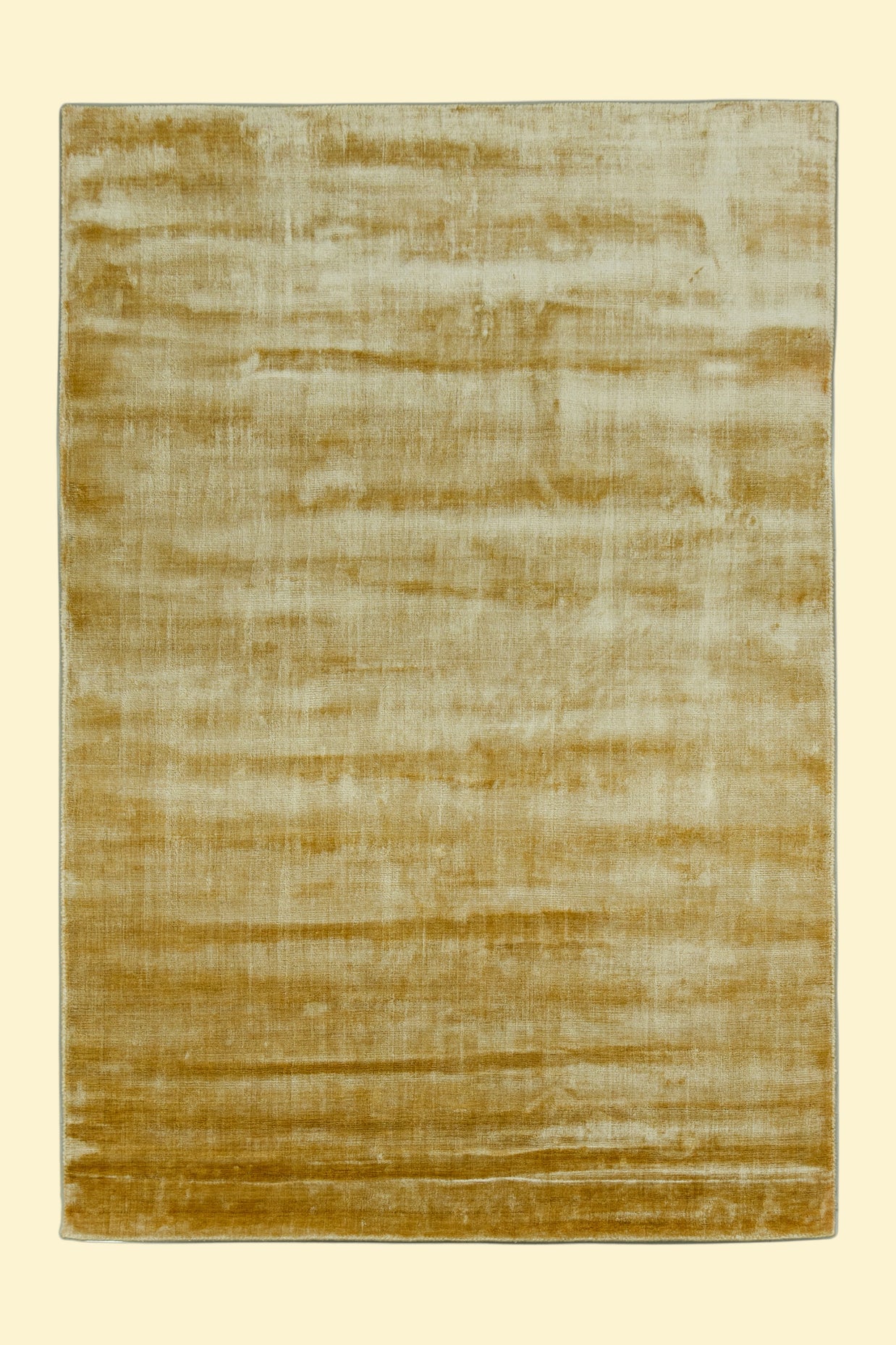 Textured Gold and Beige Hand-Loom Viscose Handmade Rug for Modern bed rooms, offices, and dining spaces.