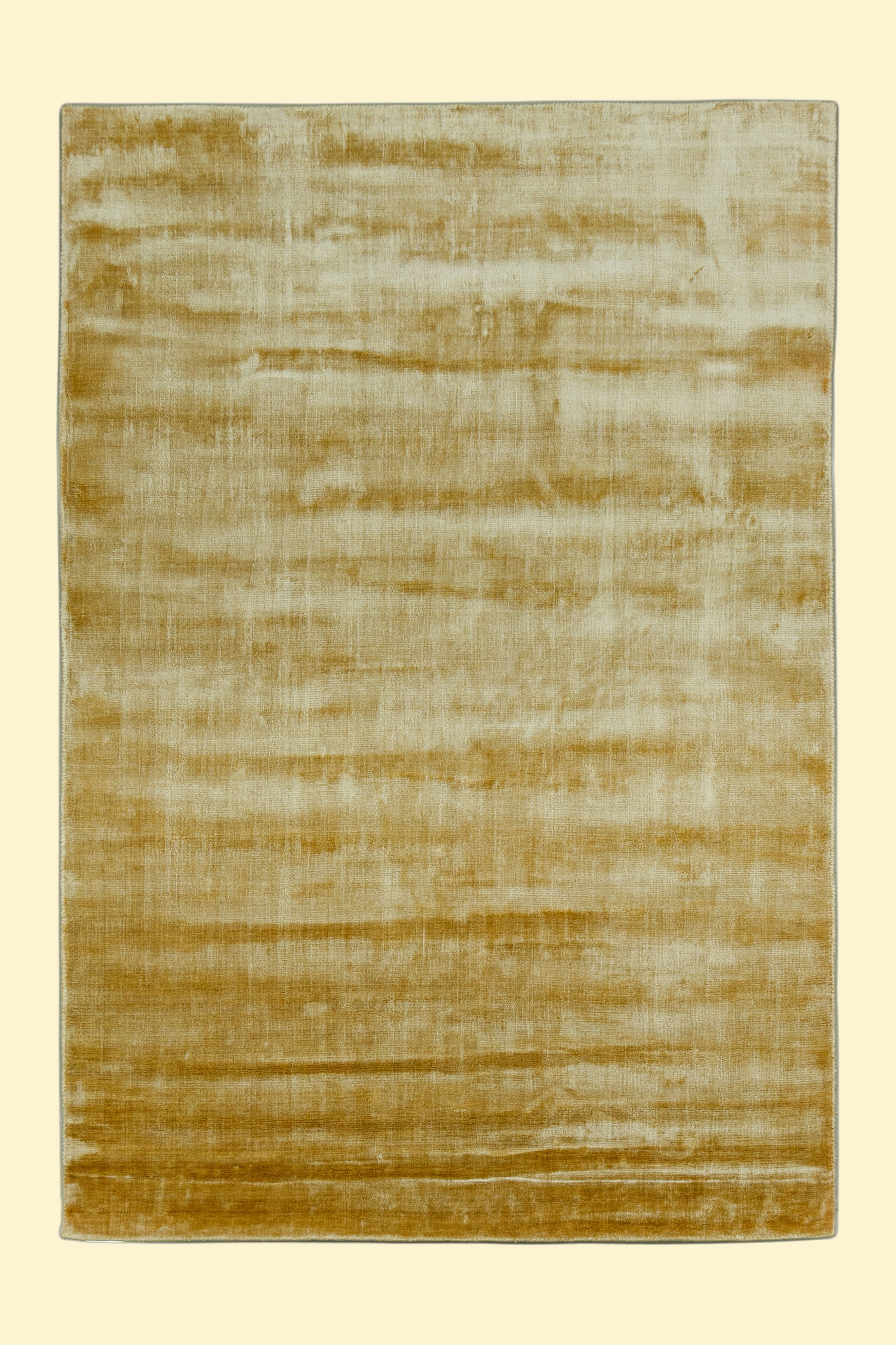 Textured Gold and Beige Hand-Loom Viscose Handmade Rug for Modern bed rooms, offices, and dining spaces.