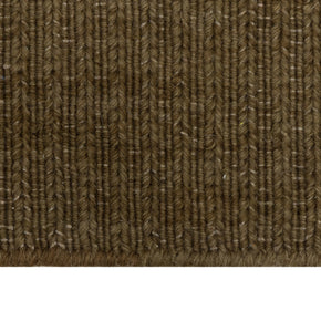 Close-up of Brown Texture Hand-Woven Soumak woolen rug for bed rooms, offices, and dining spaces. 