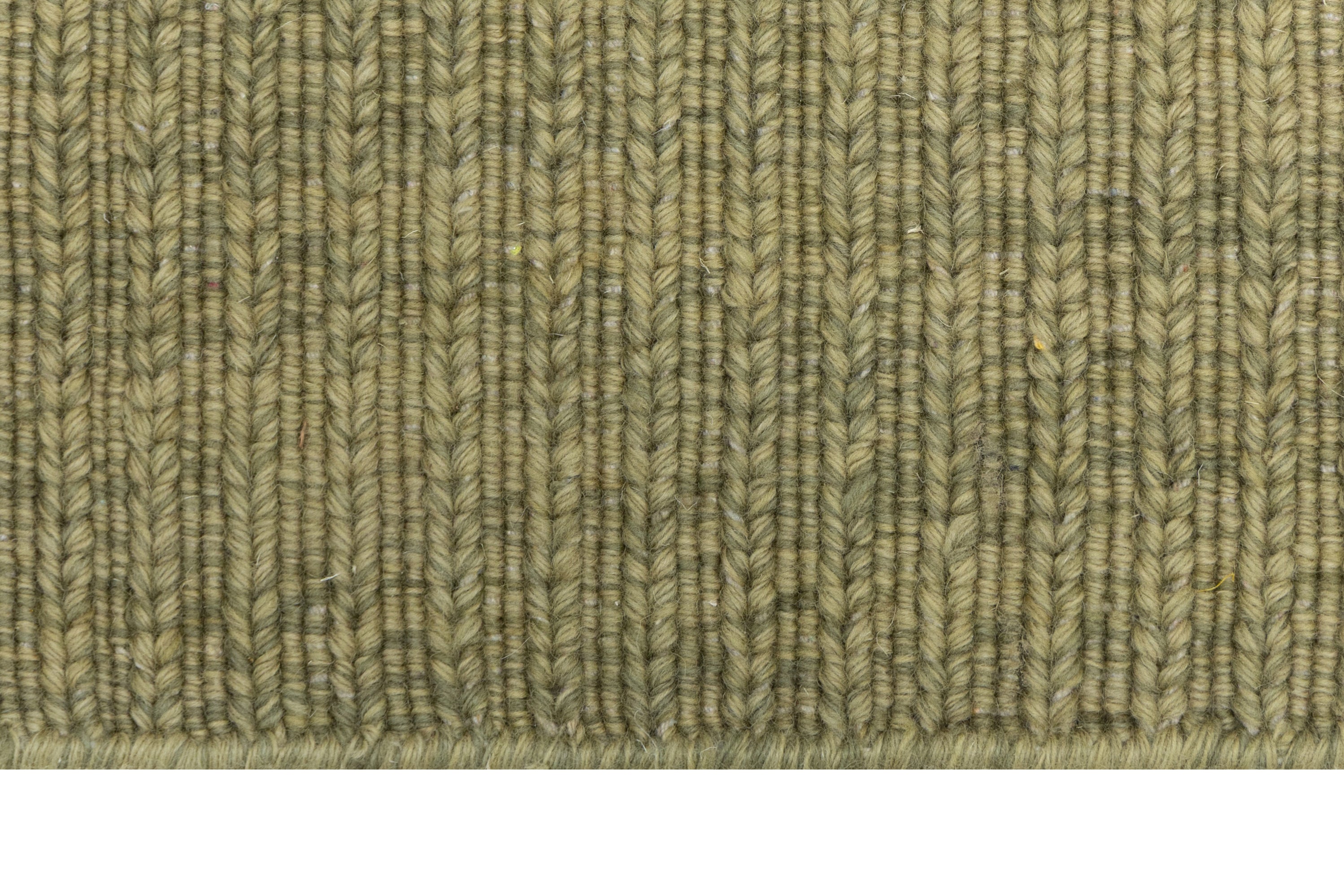 Close-up of Green Texture Hand-Woven Soumak woolen rug for bed rooms, offices, and dining spaces. 