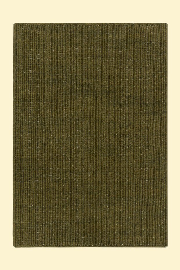 Green Texture Hand-Woven Soumak woolen rug for bed rooms, offices, and dining spaces. 