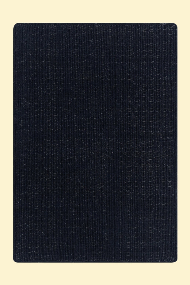 Solid Black Texture Hand-Woven Soumak woolen rug for bed rooms, offices, and dining spaces. 
