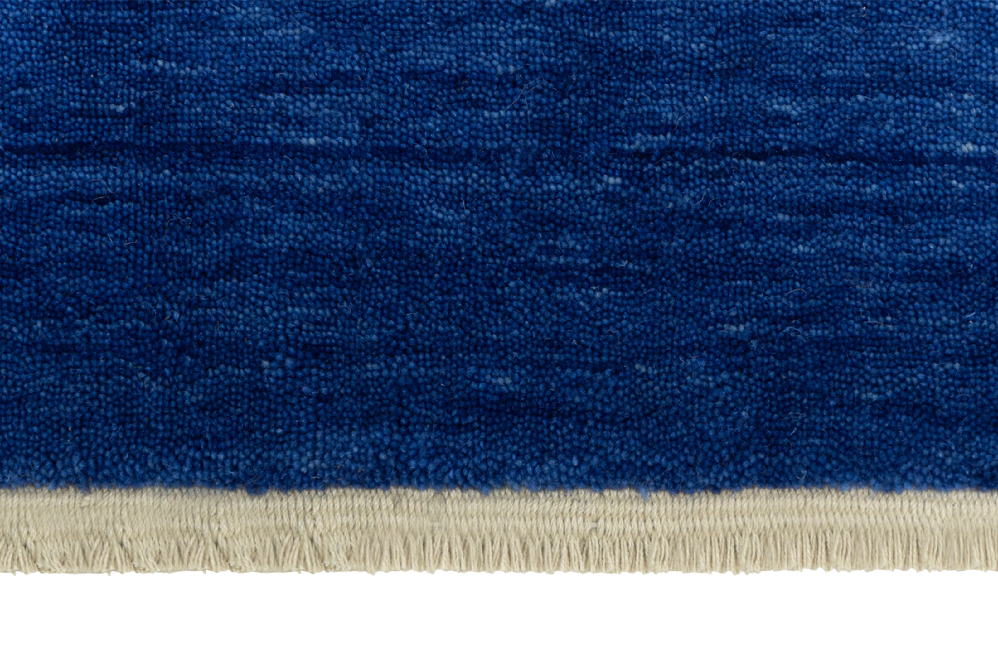 Royal Indigo Textured  Solid Hand-Loom Woolen Rug for Master Bedroom, Offices and Dining Room