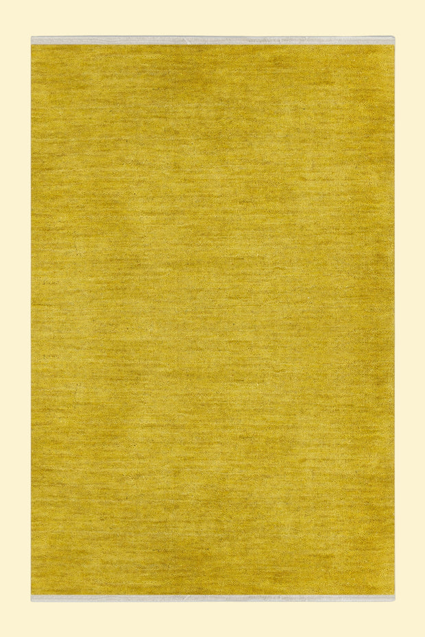 Sunfield Ochre Texture Hand-Loom Solid Woolen Rug for Master Bedrooms, Offices and Dining Room