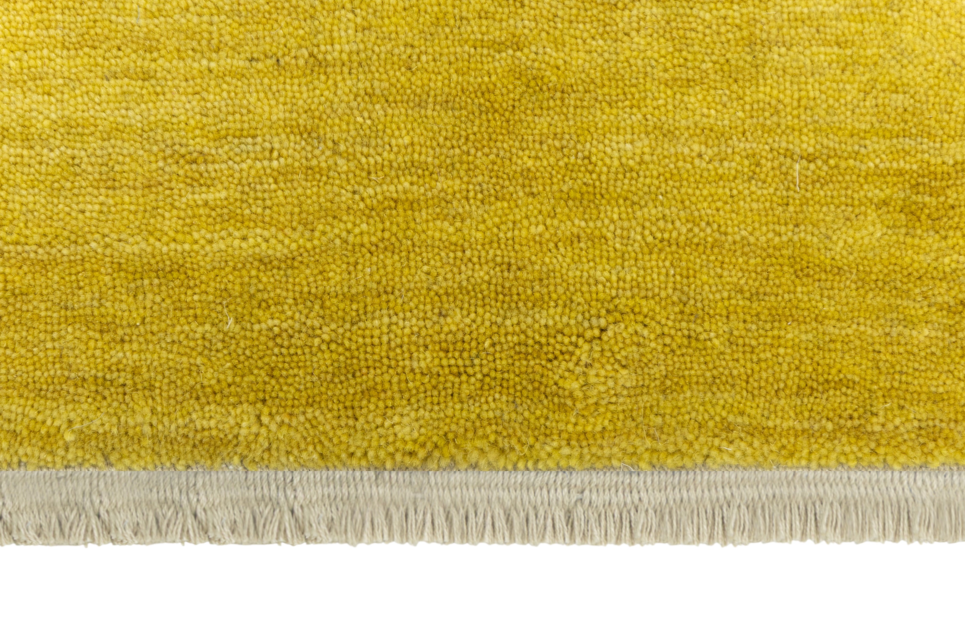 Sunfield Ochre Texture Hand-Loom Solid Woolen Rug for Master Bedrooms, Offices and Dining Room