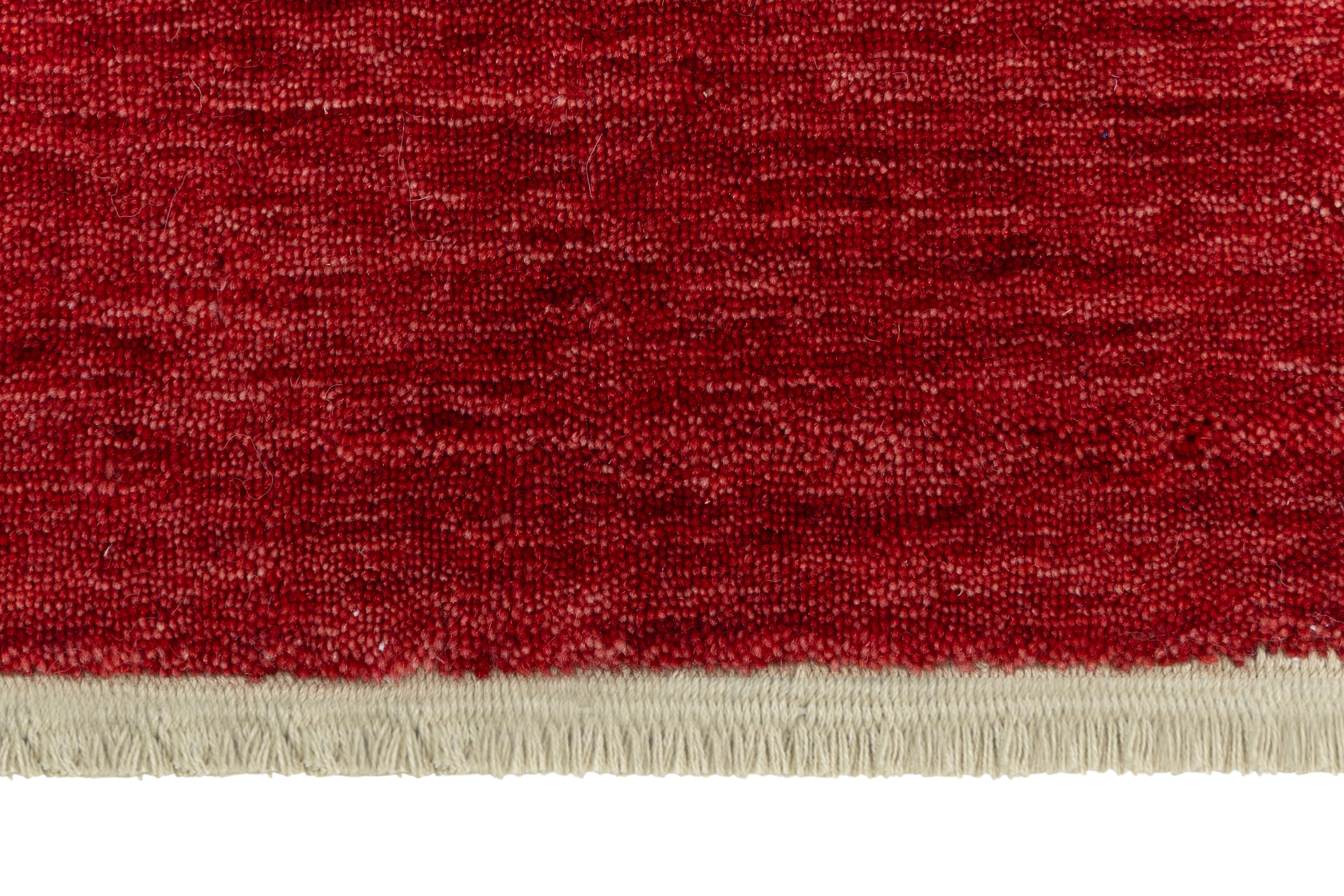 Red Textured Hand-Loom Woolen Handmade Rug for Master Bedroom, Offices and Dining Room