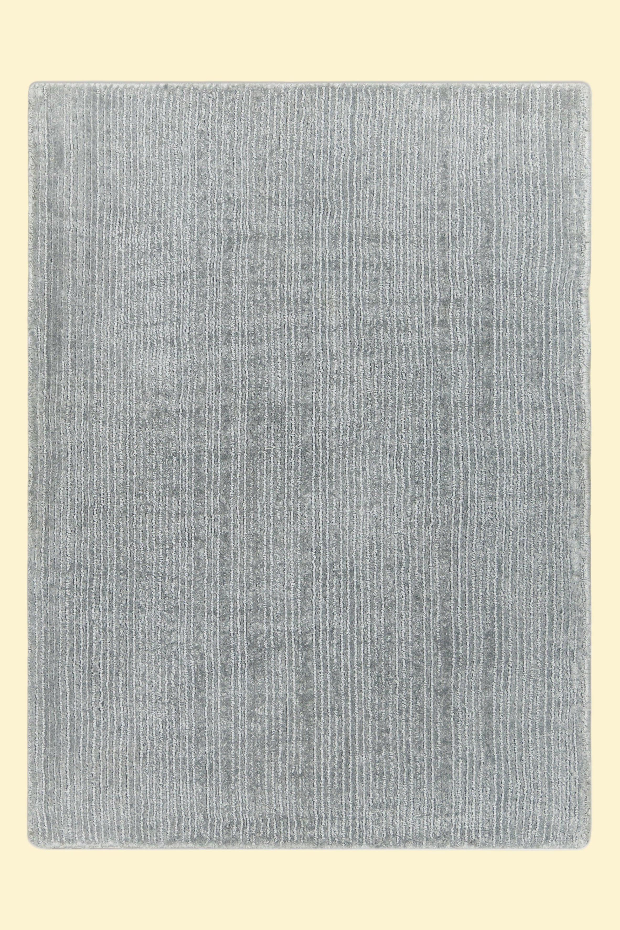 Textured Grey Solid Hand-Loom Viscose Handmade Rug 