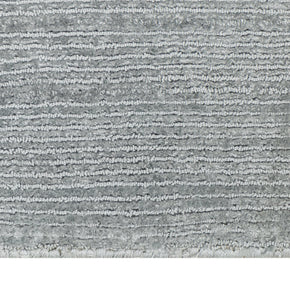Textured Grey Solid Hand-Loom Viscose Handmade Rug 