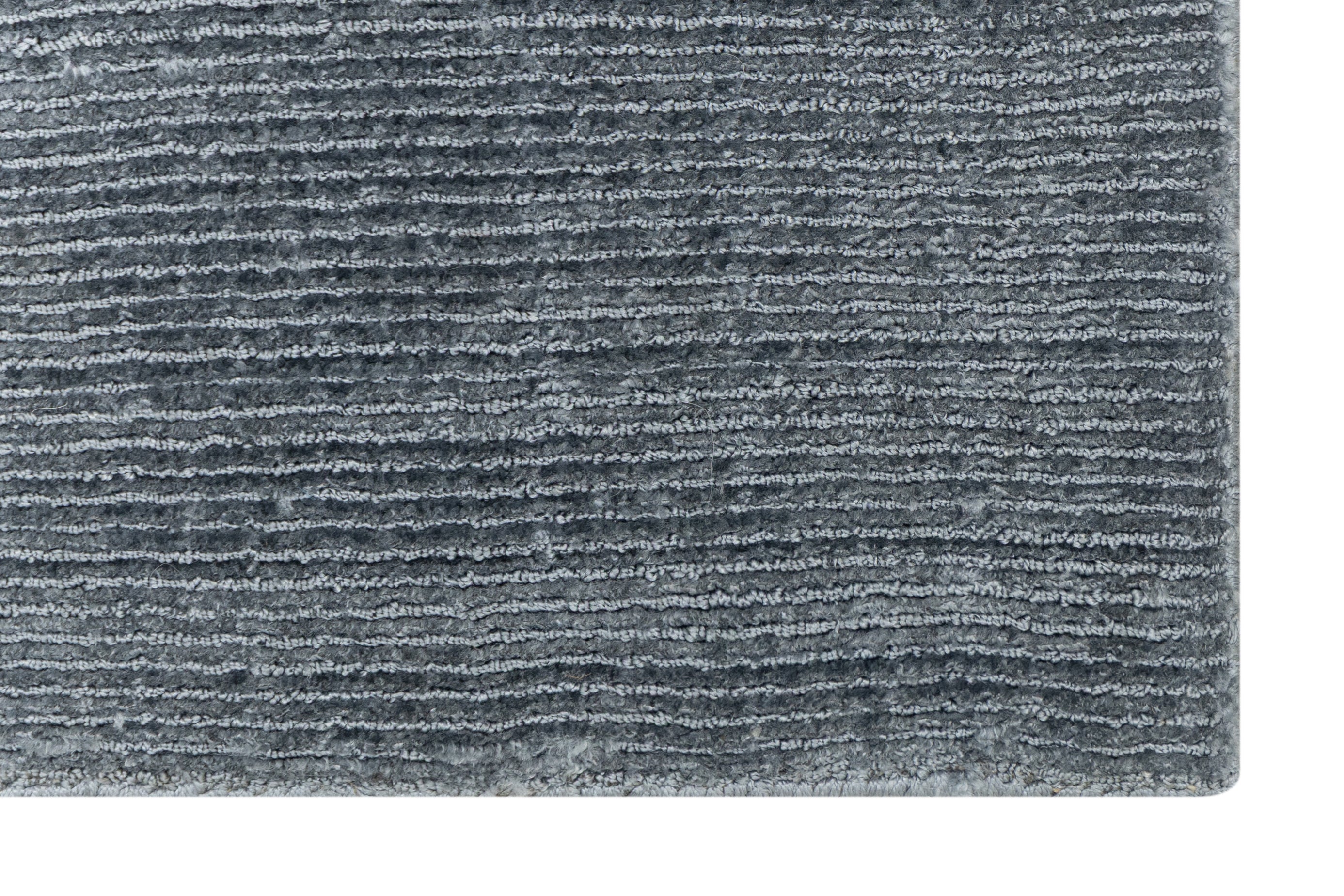 Textured Grey Solid Hand-Loom Viscose Rug for Bed Room Living Room