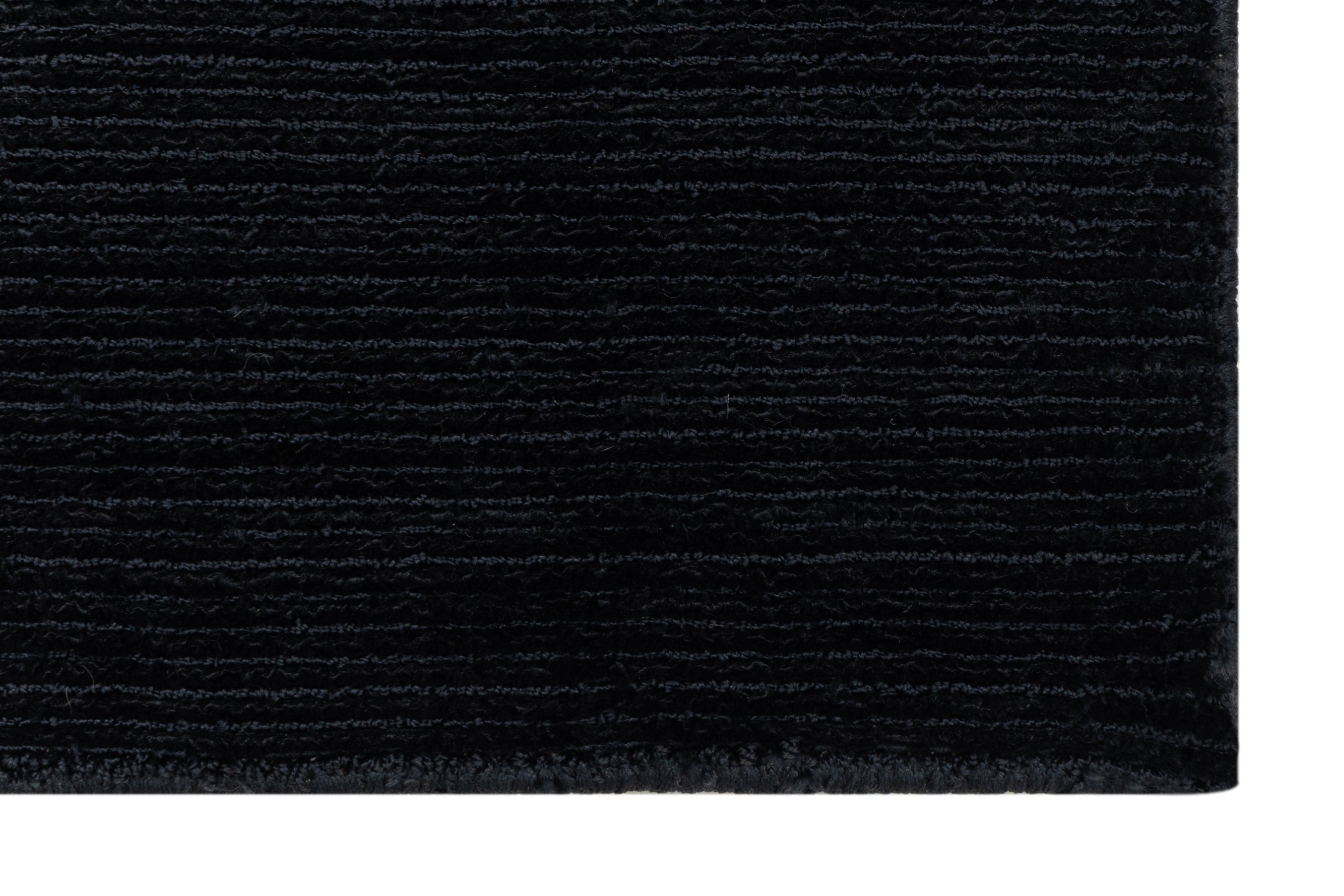 Textured Black Hand-Loom Viscose Handmade Rug