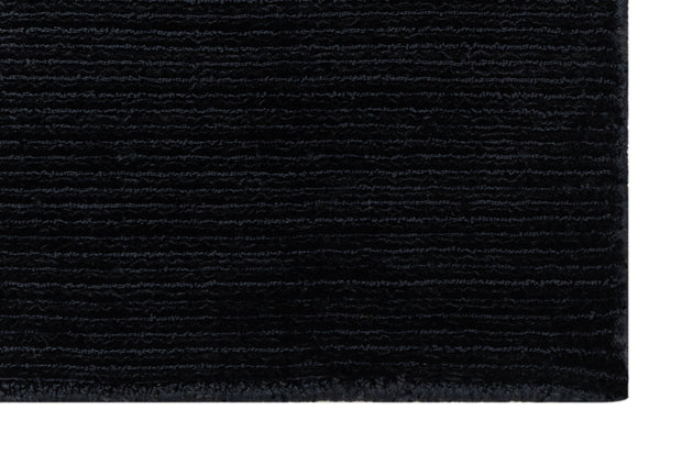 Textured Black Hand-Loom Viscose Handmade Rug
