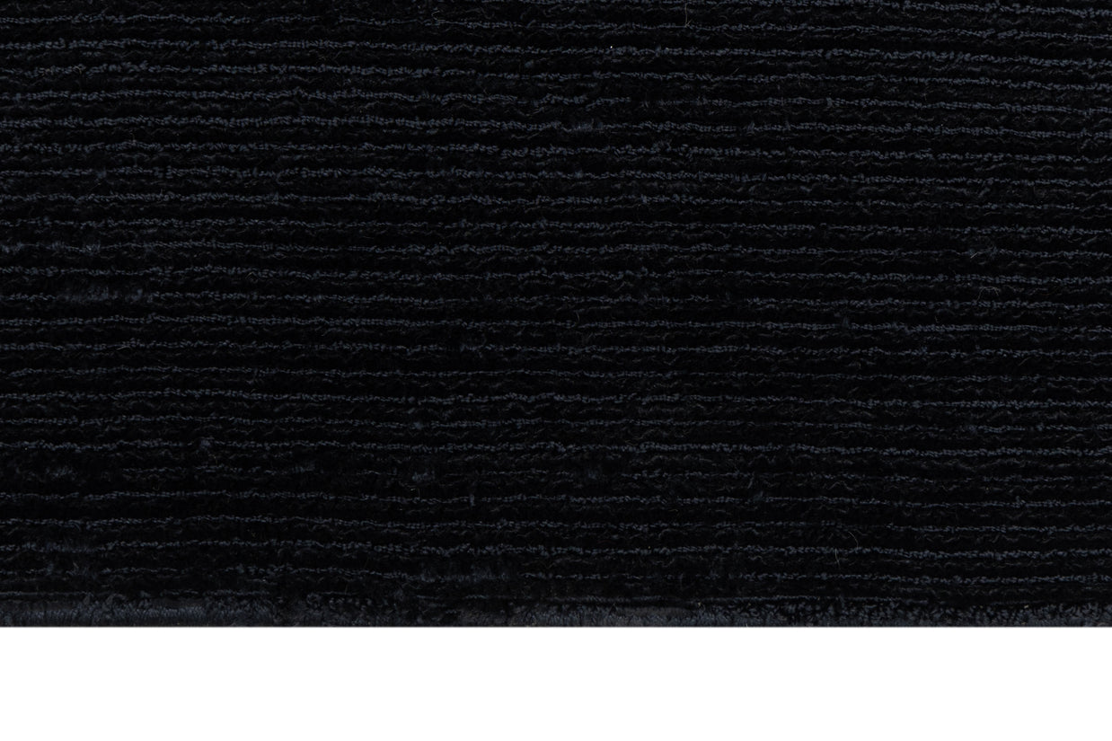 Textured Black Hand-Loom Viscose Handmade Rug