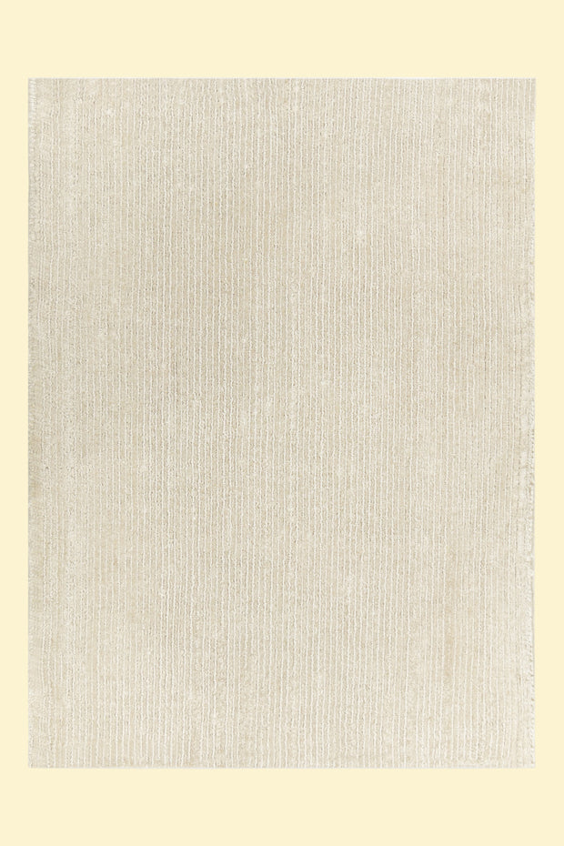 Textured Ivory Gleam Solid Hand-Loom Viscose Handmade Rug for Modern Living Room Bed Room