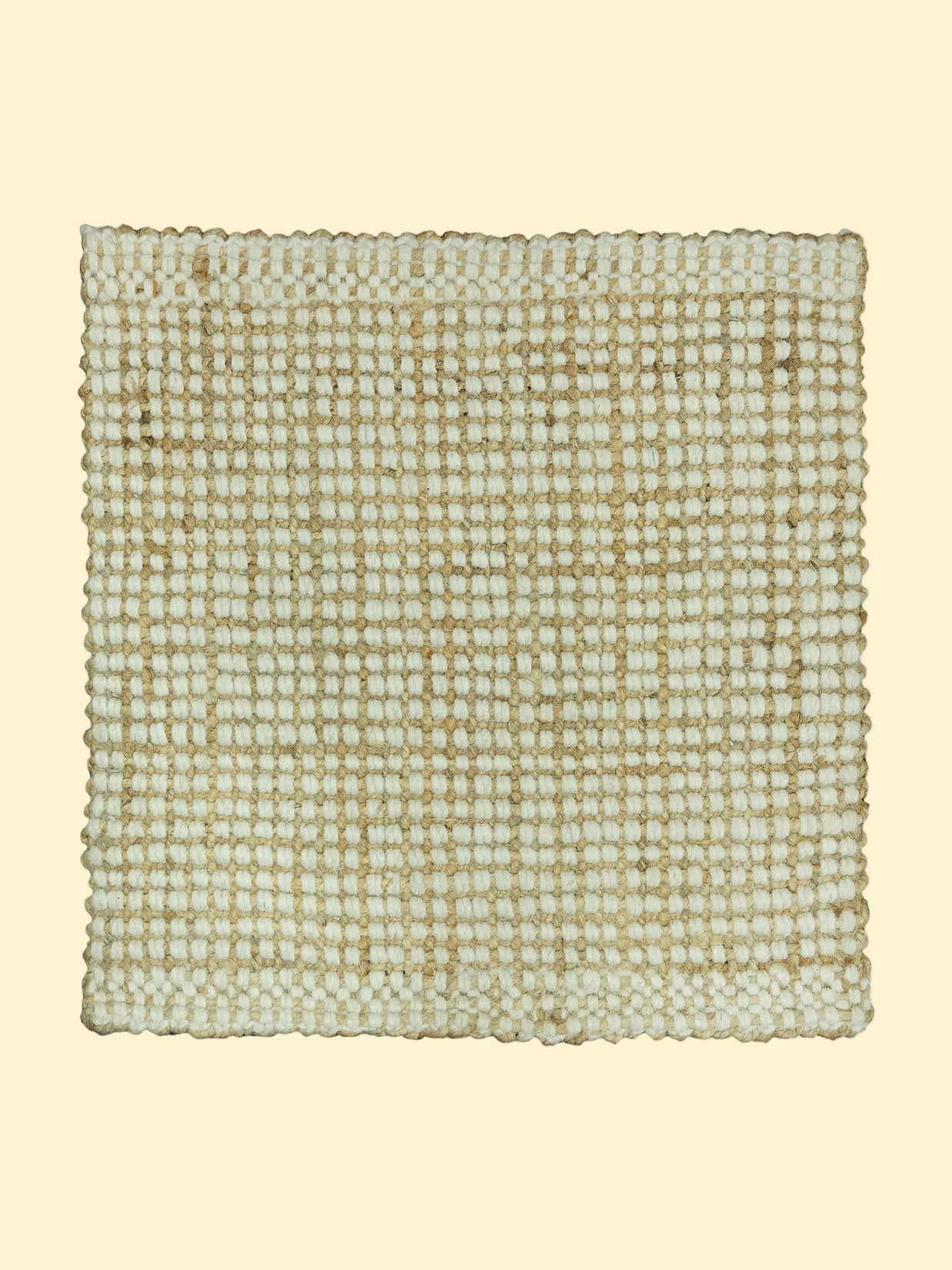 Alpine Grid | Handwoven Pitloom Rug, Textured woven jute and wiil mat