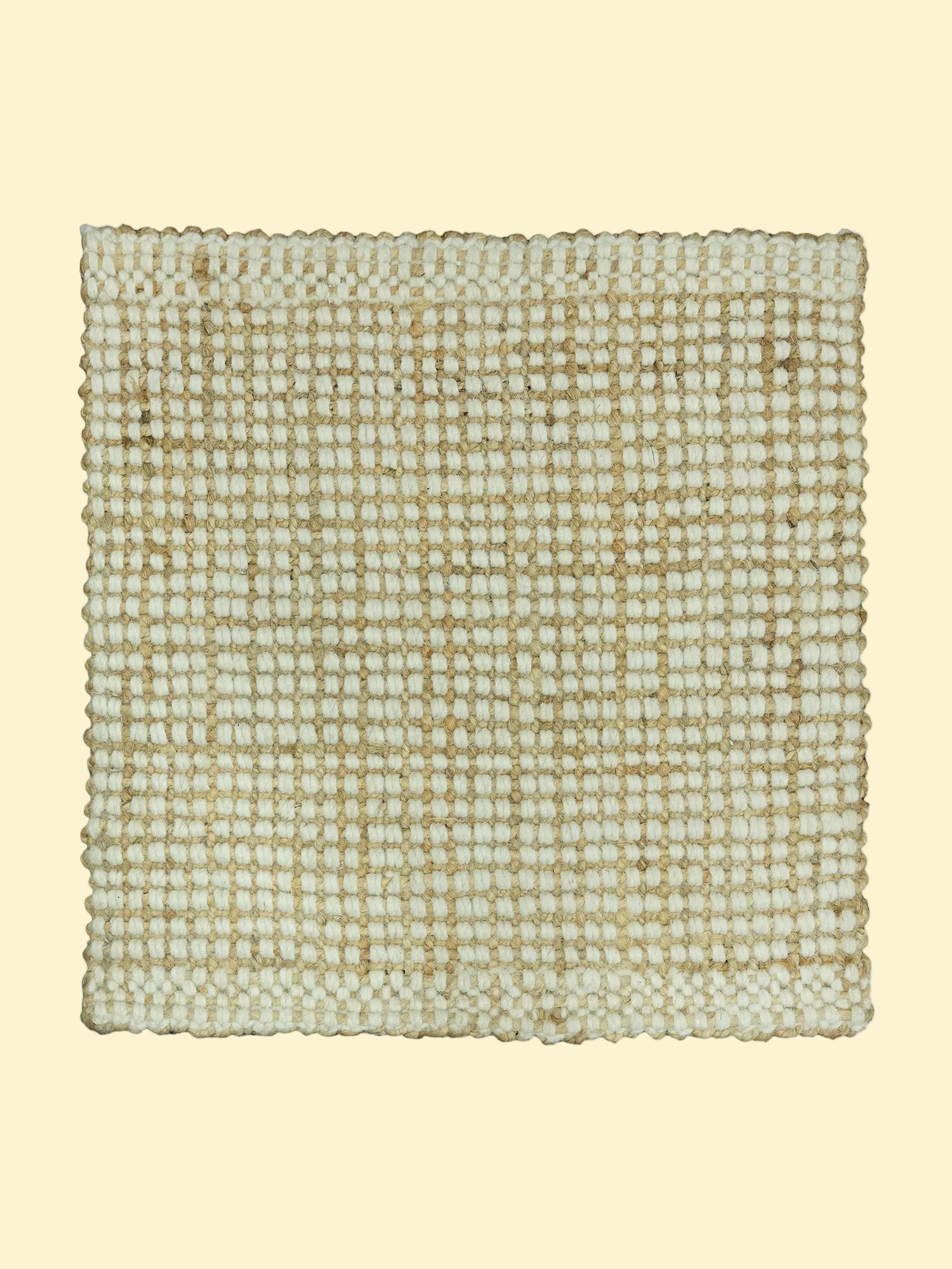 Alpine Grid | Handwoven Pitloom Rug, Textured woven jute and wiil mat