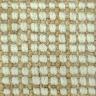 Alpine Grid | Handwoven Pitloom Rug, Close-up of a textured jute and wool beige and cream carpet pattern