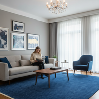 Royal Indigo Textured  Solid Hand-Loom Woolen Rug for Master Bedroom, Offices and Dining Room