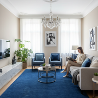 Royal Indigo Textured  Solid Hand-Loom Woolen Rug for Master Bedroom, Offices and Dining Room