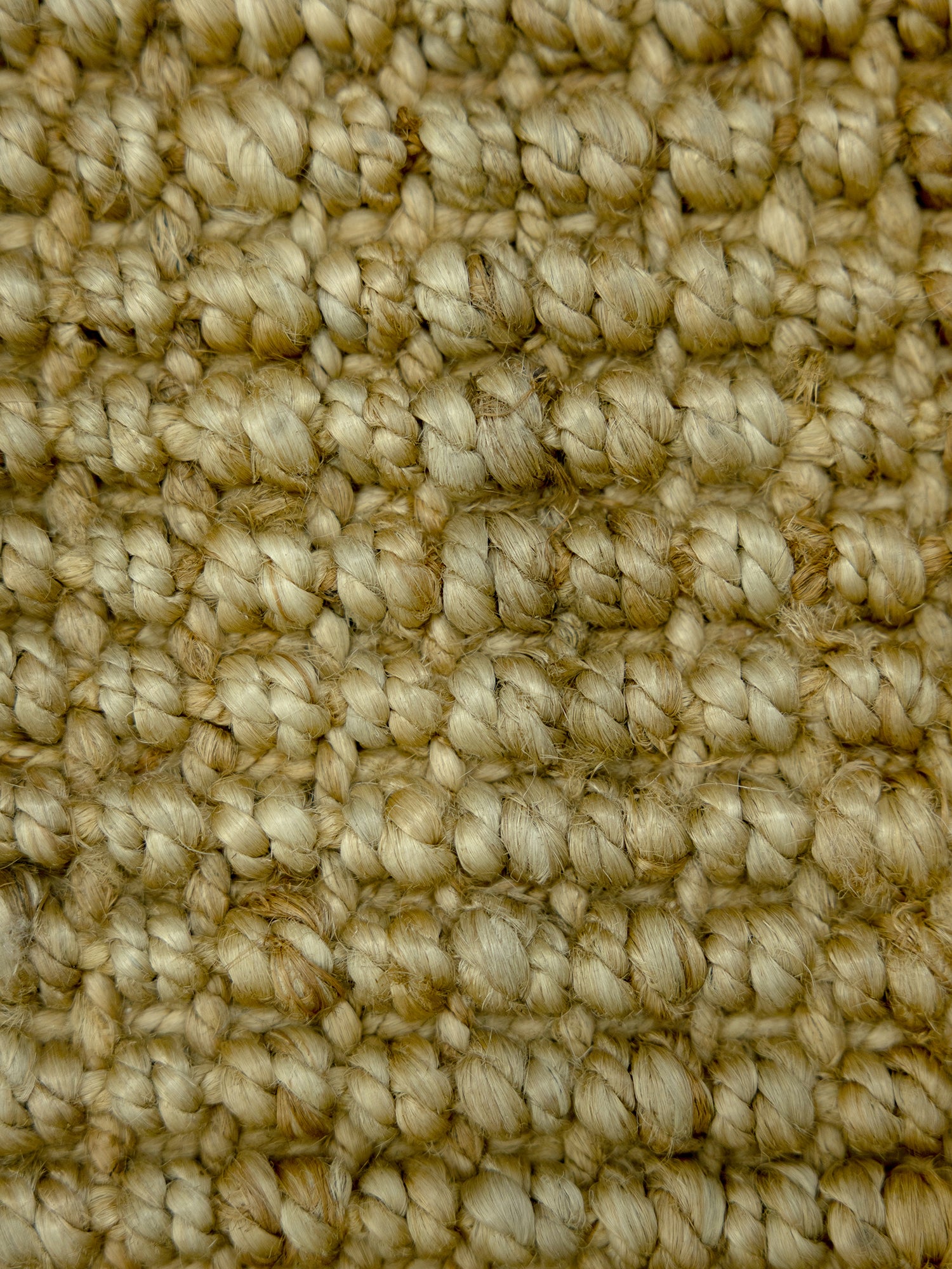 Desert Loom | Handwoven Pitloom Durrie, Close-up of beige jute carpet texture