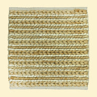 Desert Rhythm | Durry Handwoven Jute Cotton Rug, Woven natural jute and wool rug with beige and white stripes