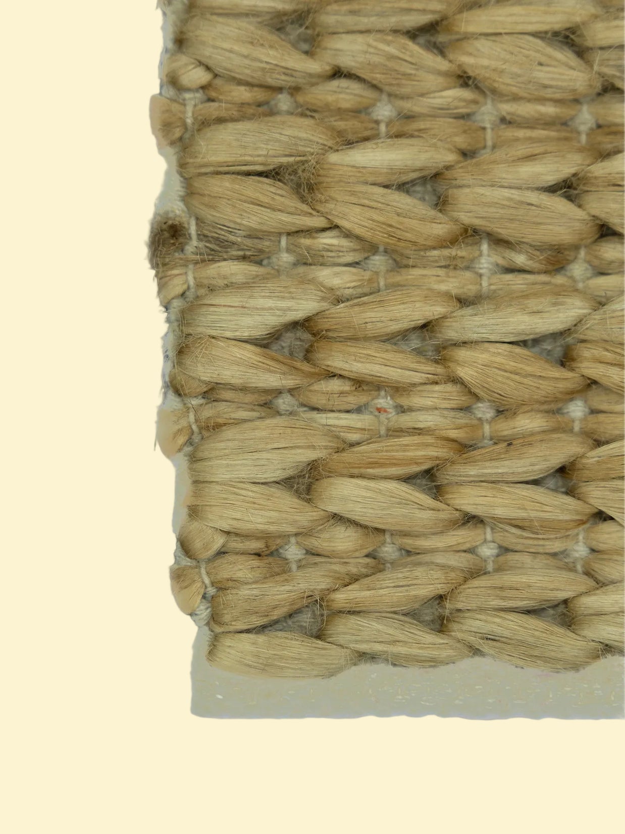 Durry Handwoven Jute Cotton Rug, Close-up of a woven natural fiber mat