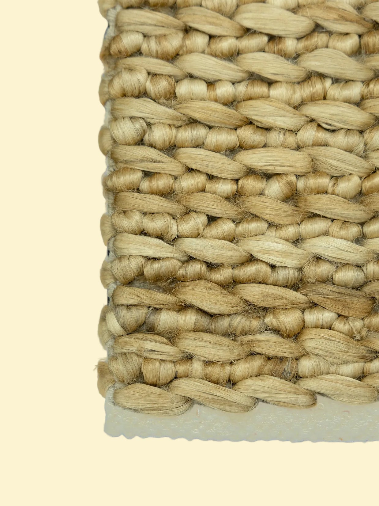Golden Dune | Durry Handwoven Jute Cotton Rug, Close-up of a woven natural jute rug