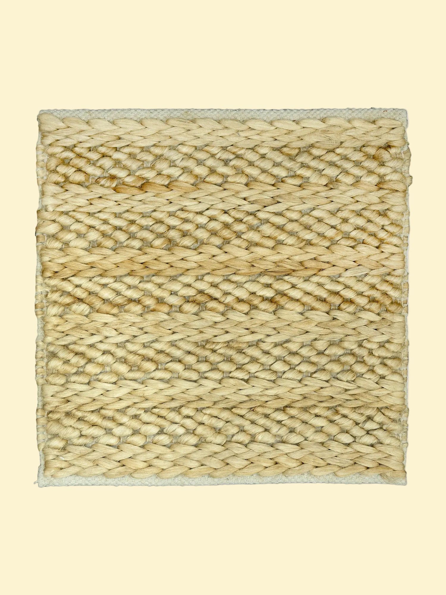 Golden Dune | Handwoven Pitloom Jute Rug, Square woven jute mat with a natural fiber texture