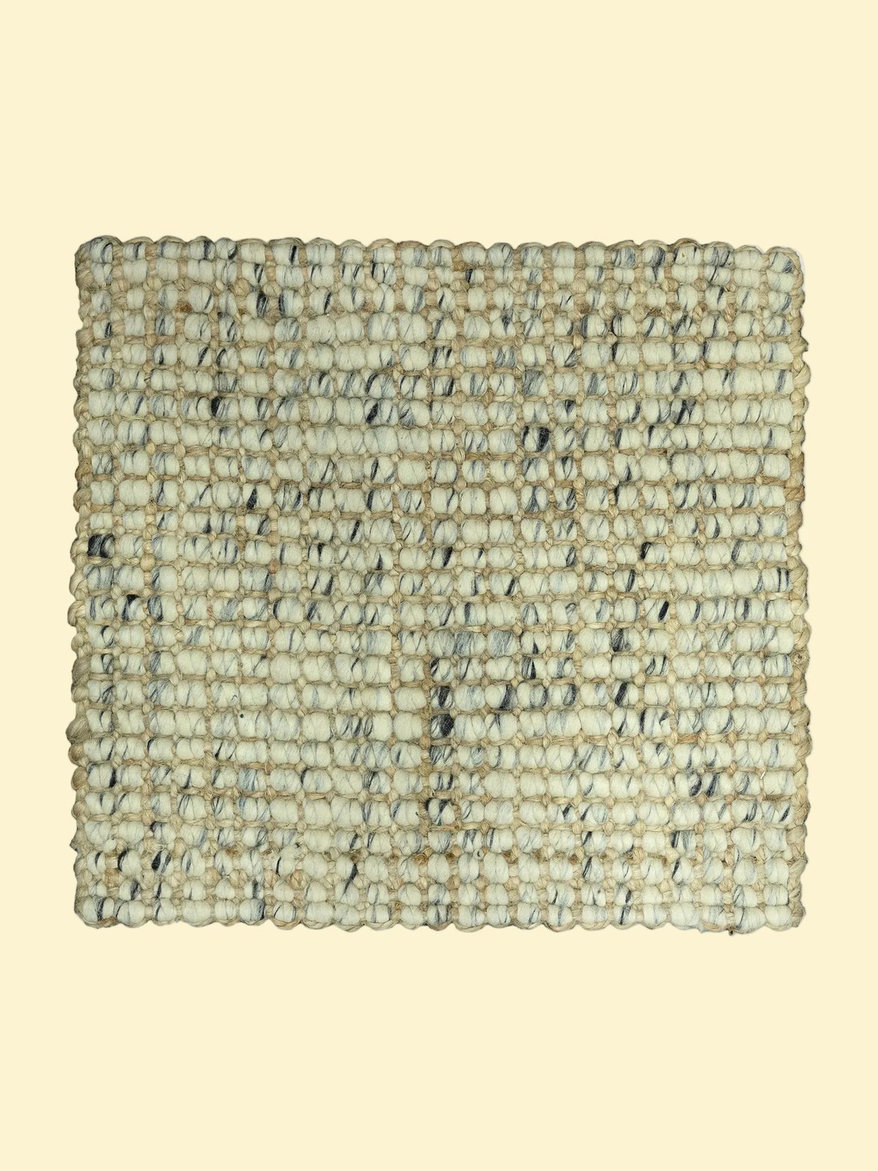 Durry Pitloom Wool Jute Rug Textured woven mat on a white background