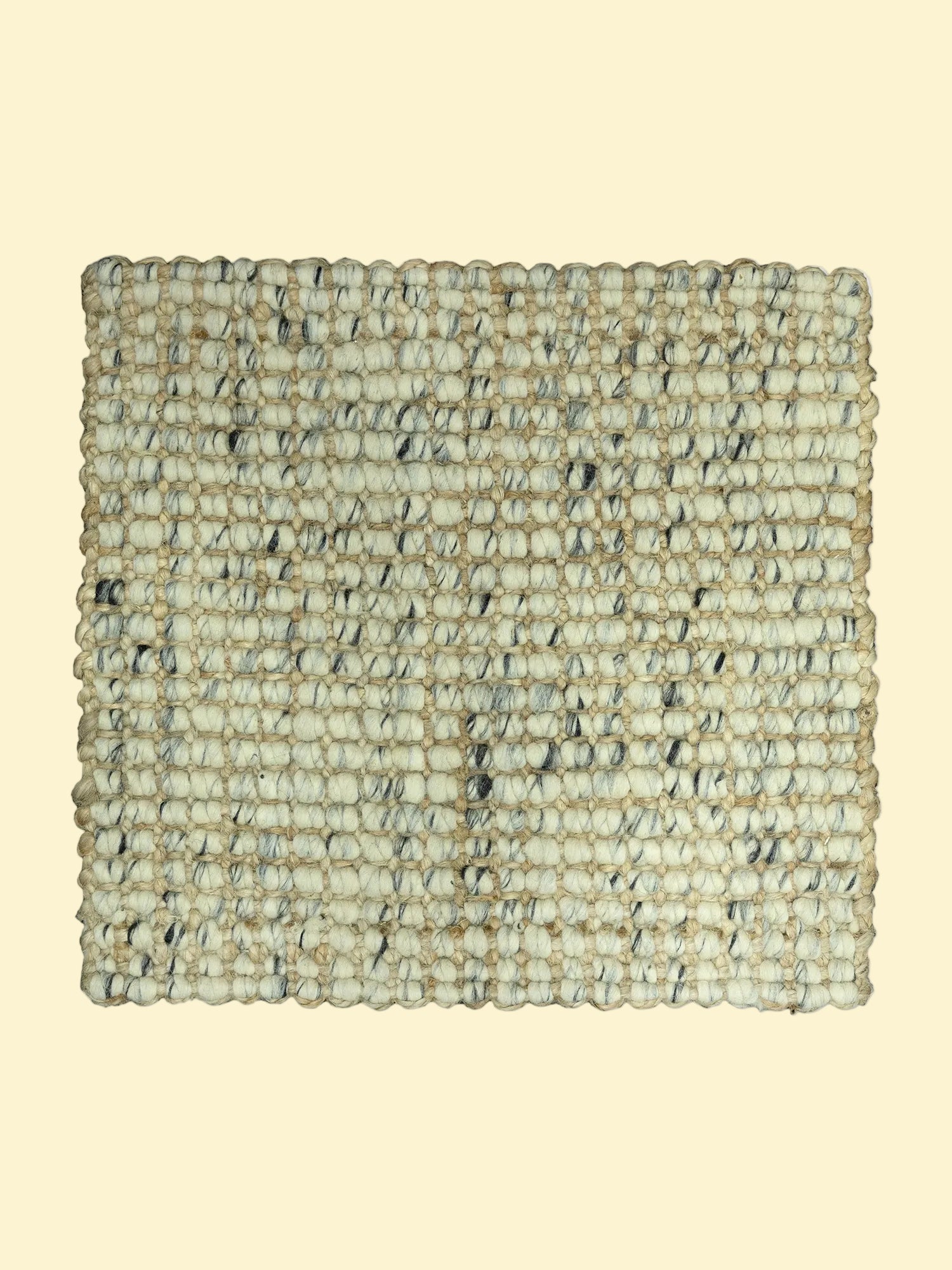 Durry Pitloom Wool Jute Rug Textured woven mat on a white background