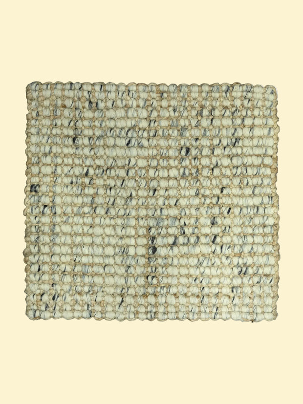Durry Pitloom Wool Jute Rug Textured woven mat on a white background