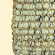 Handmade Durry Pitloom Wool Jute Rug, Close-up of a woven mat with beige and black pattern