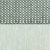 Handmade Outdoor Pitloom PET Yarn Rug Textile with checkered pattern and white fringes