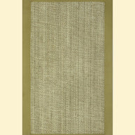 Textured Jute rug with a solid green border on a white background