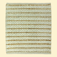 Ivory Pebble | Handwoven Pitloom Durrie, Textured jute and wool rug with a striped pattern