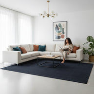 Midnight Charcoal | Hand-Woven Soumak Wool Rug